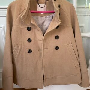 Women's Tan Cropped Double-Breasted Jacket/Peacoat